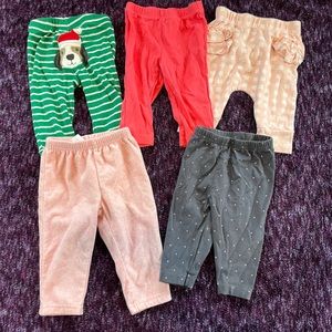 Infant Girl Pants. Size 6 months. Set of 5.